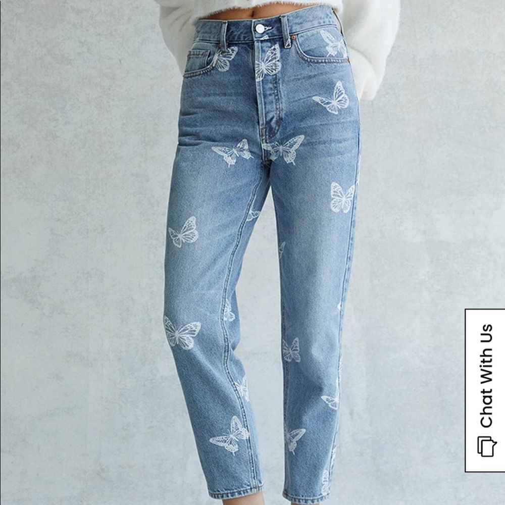 Pacsun Eco Butterfly Ultra High Waisted Slim Fit Jeans Size 22